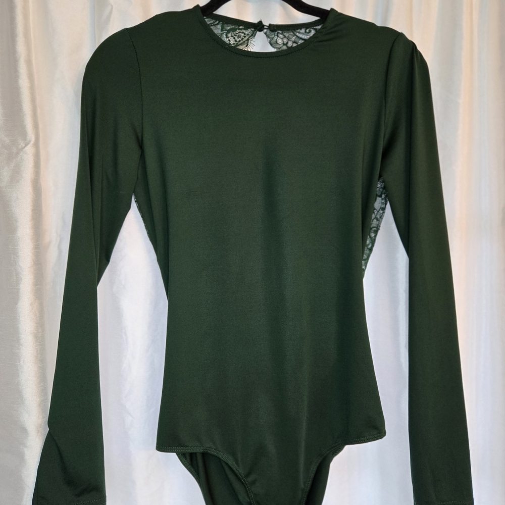 Elegant Green Long Sleeve Bodysuit
